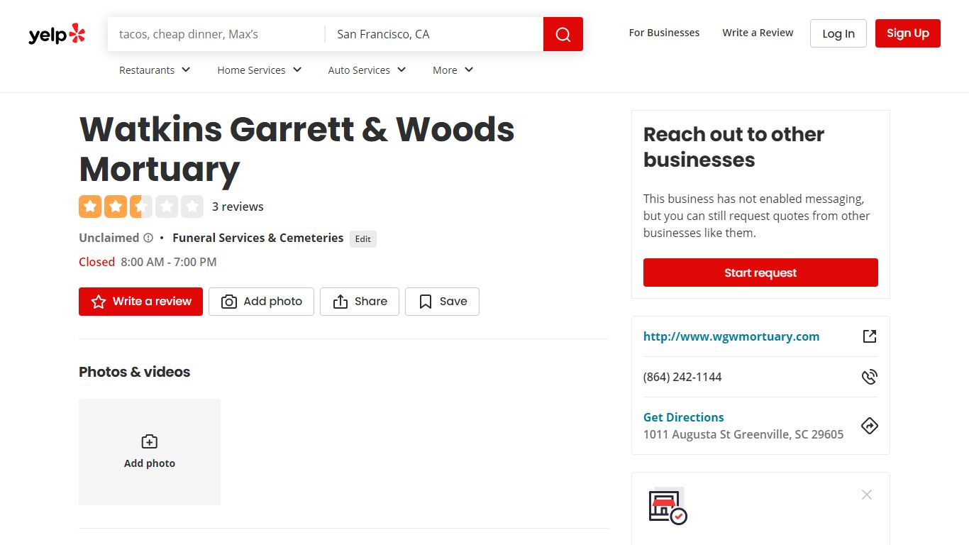 Watkins Garrett & Woods Mortuary - Greenville, SC - Yelp